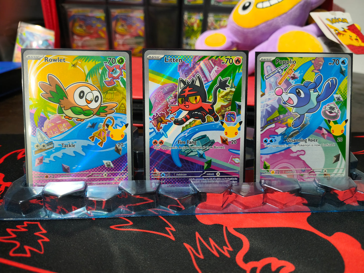 PROMO EXCLUSIVA WEB: Set Trío Iniciales de Alola Full Art (Rowlet, Litten, Popplio) - 30th Anniversary